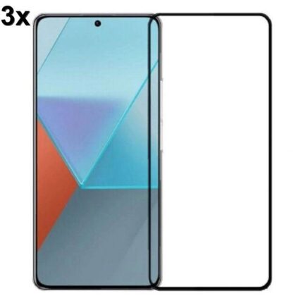 TechWave 3x 5D Full Glue Tempered Glass for Xiaomi Redmi Note 13 13 Pro black bulk