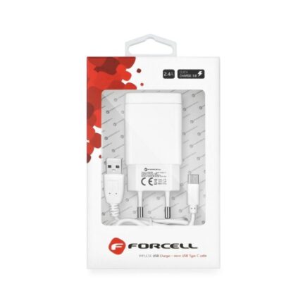 Travel Charger Forcell with USB socket type C 24A 18W with Quick Charge 30 function