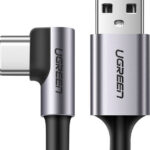 Ugreen Angle (90°) / Braided USB 2.0 Cable USB-C male - USB-A male Μαύρο 2m (50942)