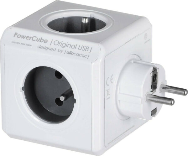 Allocacoc Original PowerCube 4 Πριζών Σούκο & 2 USB Χωρίς Καλώδιο Γκρι 2202GY/FROUPC