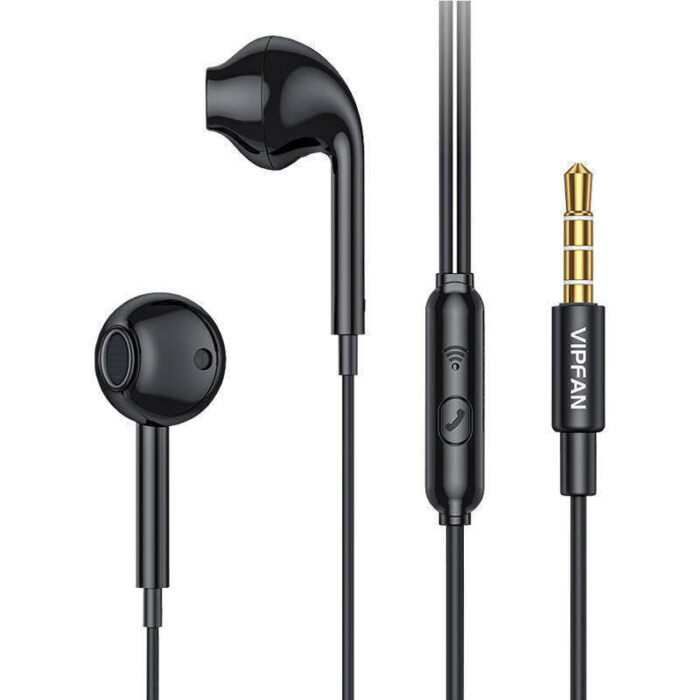 Vipfan M15 Earbuds Handsfree με Βύσμα 3.5Mm Μαύρο