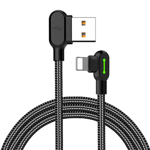 Mcdodo Angle (90°) / Braided / LED USB to Lightning Cable Black 0.5m (CA-4674)