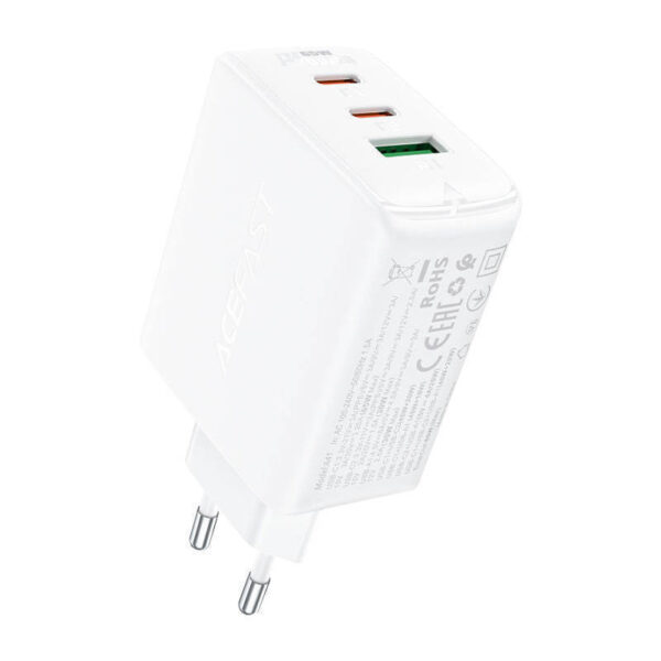 Acefast Φορτιστής Χωρίς Καλώδιο με Θύρα USB-A και 2 Θύρες USB-C 65W Power Delivery / Quick Charge 2.0 / Quick Charge 3.0 / Quick Charge 4+ Λευκός (A41)