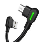 Mcdodo CA-5280 Angle (90°) / Braided / LED USB 2.0 to micro USB Cable Μαύρο 0.5m