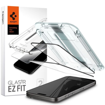 Spigen Tempered Glass 2τμχ Μαύρο (iPhone 15 Pro Max)