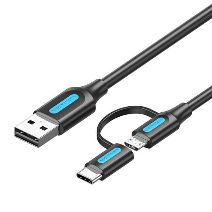 Vention Usb To Micro Usb / Type-C Cable 2A Μαύρο 1M (Cqdbf)