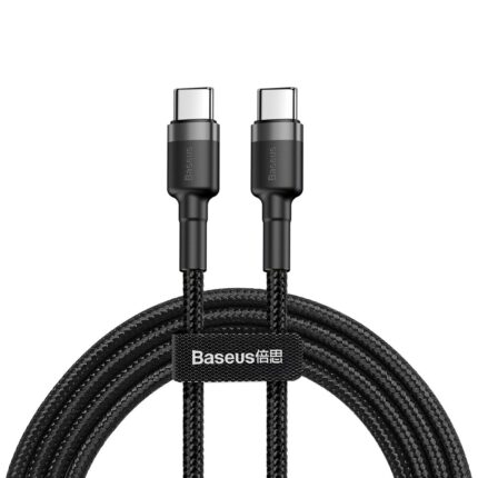 Baseus Cafule Καλώδιο Nylon Braided Wire USB-C PD / USB-C PD PD2.0 60W 20V 3A QC3.0 1M Black -Grey (CATKLF-GG1)