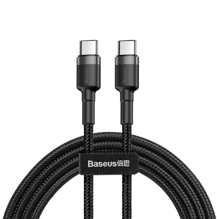 Baseus Cafule Καλώδιο Nylon Braided Wire Usb-C Pd / Usb-C Pd Pd2.0 60W 20V 3A Qc3.0 1M Black -Grey (Catklf-Gg1)