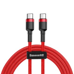Baseus Cafule Καλώδιο Nylon Braided Wire USB-C PD / USB-C PD PD2.0 60W 20V 3A QC3.0 1M red (CATKLF-G09)