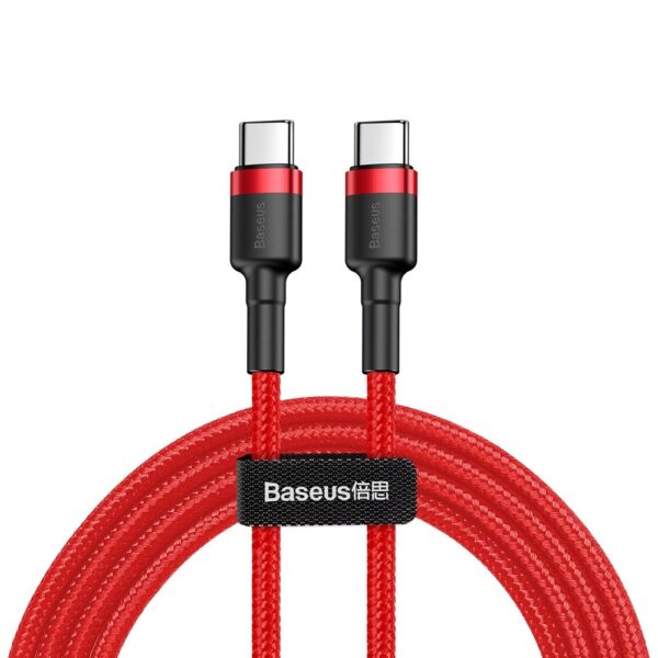 Baseus Cafule Καλώδιο Nylon Braided Wire USB-C PD / USB-C PD PD2.0 60W 20V 3A QC3.0 1M red (CATKLF-G09)