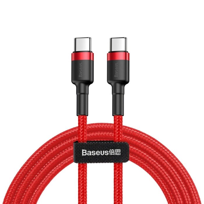 Baseus Cafule Καλώδιο Nylon Braided Wire Usb-C Pd / Usb-C Pd Pd2.0 60W 20V 3A Qc3.0 1M Red (Catklf-G09)