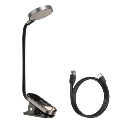 Baseus Mini Reading Clip Lamp Φωτιστικό Γραφείου με Εύκαμπτο Βραχίονα και Κλιπ σε Μαύρο Χρώμα