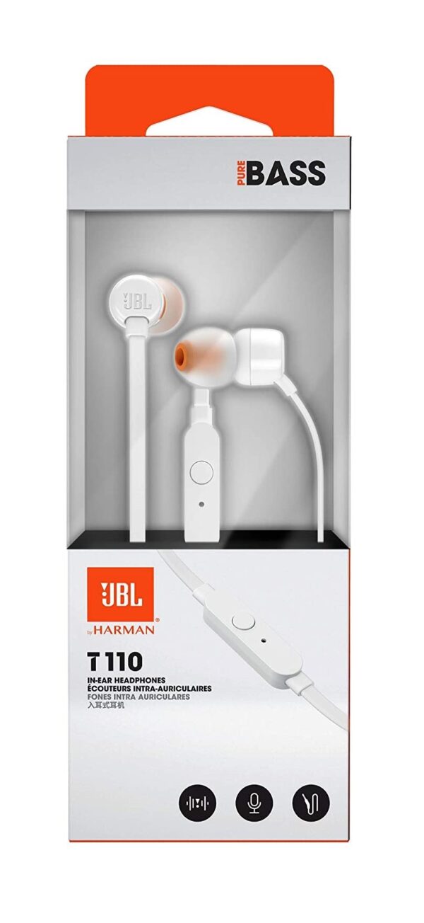JBL T110 In-Ear Handsfree White Ακουστικά JBLT110WHT