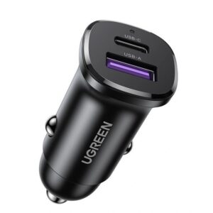 Ugreen Φορτιστής Αυτοκινήτου με Θύρες: 1xUSB 1xType-C μαζί με Καλώδιο Type-C