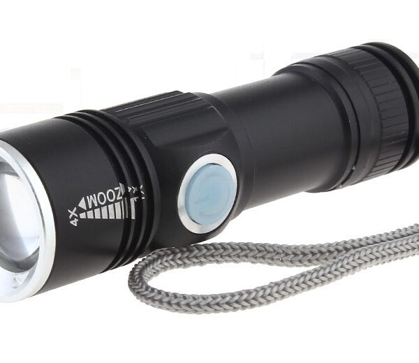 Mini Επαναφορτιζόμενος μεταλλικός φακός Cree Led μεσω usb 3 σκάλες και Zoom (QXY-912)