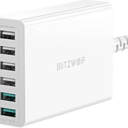 BlitzWolf Σταθμός Φόρτισης 60W Dual QC3.0 6-Ports Desktop USB Smart Charger Adapter - Άσπρο (BW-S15)