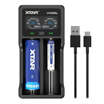 XTAR VC2SL USB Φορτιστής 2 Μπαταριών Li-ion/Ni-MH Μεγέθους AA/AAA/D/18650/21700