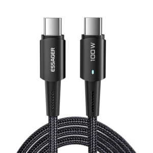 Essager USB 2.0 Cable USB-C male - USB-C 100W Μαύρο 1m