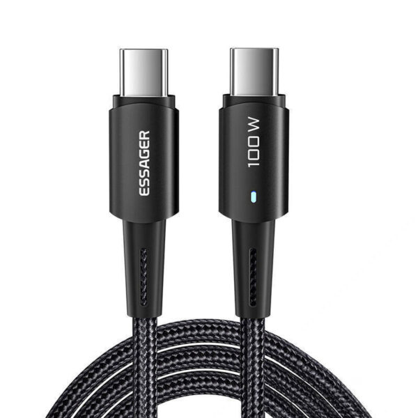 Essager USB 2.0 Cable USB-C male - USB-C 100W Μαύρο 1m