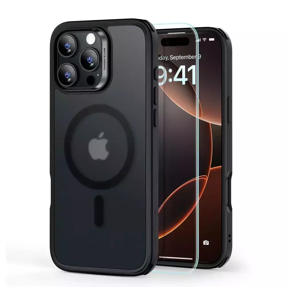 ESR Classic Hybrid Halolock Magsafe & Tempered Glass Back Cover Tempered Glass Μαύρο (iPhone 16 Pro Max)