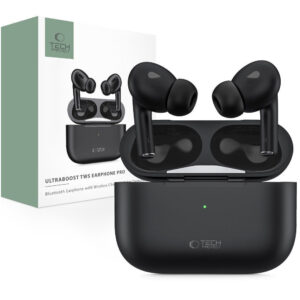 Tech-Protect Ultraboost Pro In-ear Bluetooth Handsfree Ακουστικά με Θήκη Φόρτισης Μαύρα