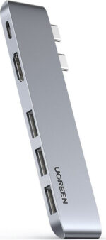 Ugreen Docking Station με Διπλό USB-C HDMI 4K PD και συνδεση 2 Οθονών Ασημί (60559)
