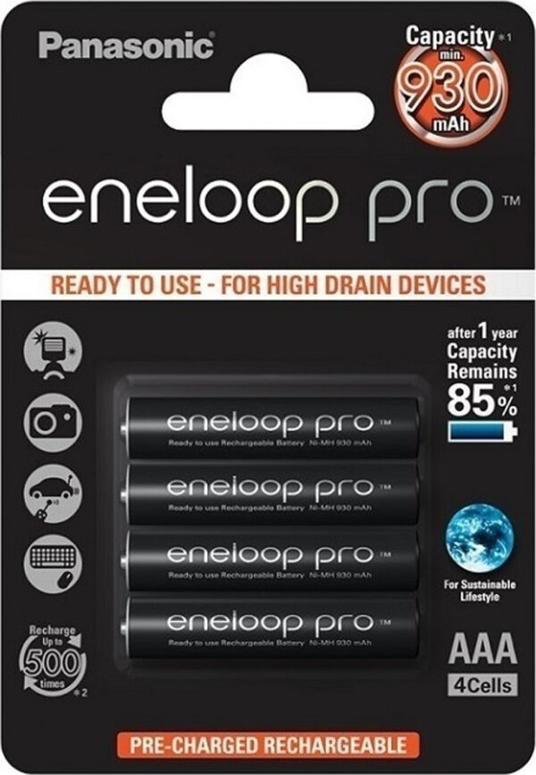 Panasonic Eneloop Pro Επαναφορτιζόμενες Μπαταρίες AAA Ni-MH 930mAh 1.2V 4τμχ