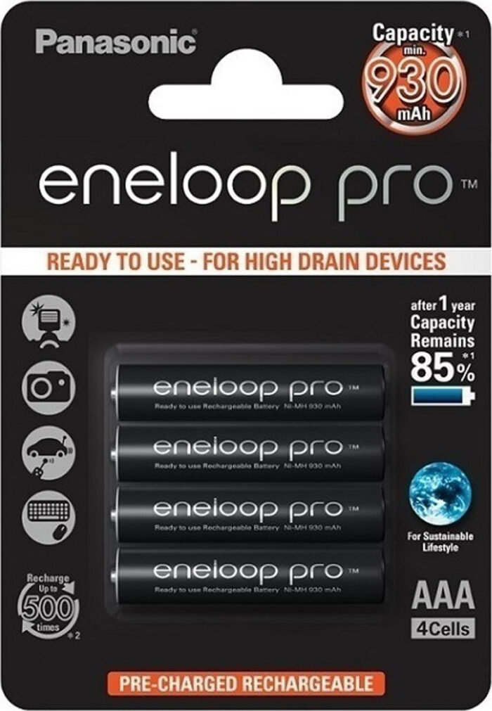 Panasonic Eneloop Pro Επαναφορτιζόμενες Μπαταρίες Aaa Ni-Mh 930Mah 1.2V 4τμχ