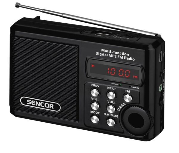 Sencor SRD-215 Φορητό Ραδιόφωνο Επαναφορτιζόμενο με USB Μαύρο