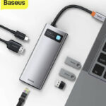 Baseus Metal Gleam Series USB-C Docking Station με HDMI 4K PD Ethernet Ασημί