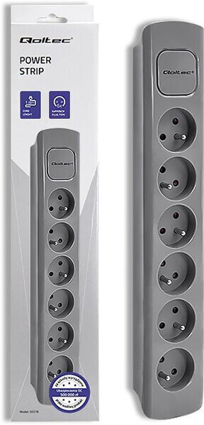 Qoltec Πολύπριζο 6 Θέσεων με Καλώδιο 1.8m Γκρι