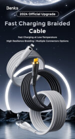 Benks Cable D47 braided - Type C to Lightning - PD 30W 1 metre white - Image 2