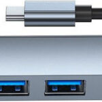 Tech-Protect V1-HUB USB 3.0 Hub 4 Θυρών με σύνδεση USB-C & Θύρα Φόρτισης Γκρι