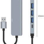 Tech-Protect V0 USB 2.0 Hub 5 Θυρών με σύνδεση USB-A & Θύρα Φόρτισης Γκρι