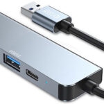 Tech-Protect V0 USB 2.0 Hub 5 Θυρών με σύνδεση USB-A & Θύρα Φόρτισης Γκρι