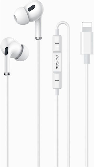 Yesido Yh52 In-ear Handsfree Ακουστικά με Βύσμα Lightning Λευκό