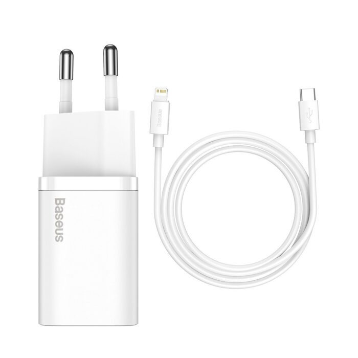 Baseus Φορτιστής με Θύρα Usb-C και Καλώδιο Lightning 20W Power Delivery Λευκός (Super Si 1C)