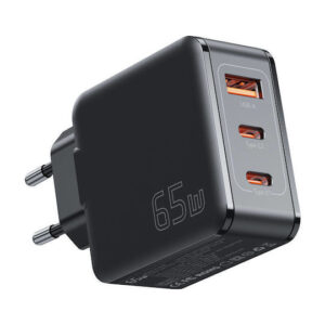 Essager Φορτιστής Χωρίς Καλώδιο GaN με Θύρα USB-A και 2 Θύρες USB-C 65W Μαύρος (ECT2CA-JZB01-Z)