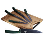 Berlinger Haus Σετ Μαχαίρια 6 τμχ από Ανοξείδωτο Ατσάλι με Βάση Κοπής Bamboo Metallic Line Emerald Collection BH-2551A