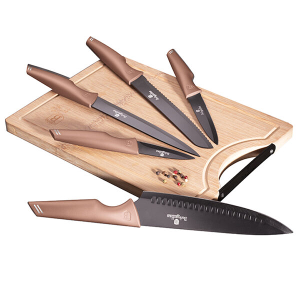 Berlinger Haus Σετ Μαχαίρια 6 τμχ με Βάση Κοπής Metallic Line Rose Gold Edition BH-2707