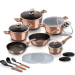 Berlinger Haus Σετ μαγειρικά σκεύη και εργαλεία κουζίνας 18 τμχ με τριπλή επίστρωση titan, Metallic Line Rose Gold Edition BH-7034