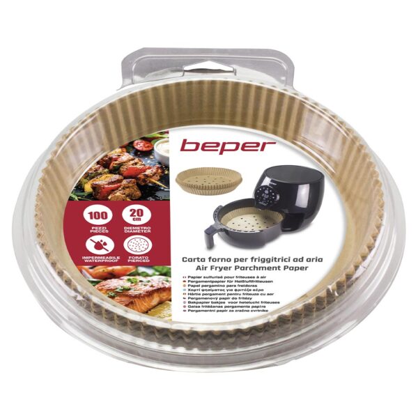 Beper Αντικολλητικά χαρτιά ψησίματος για Air Fryer διάτρητα 20cm 100τμχ C103ACC001