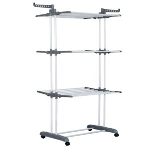 Herzberg HG-8034-GRY Πτυσσόμενη Απλώστρα με Ρόδες Γκρι