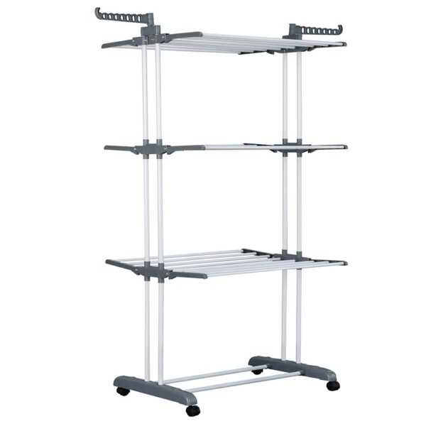 Herzberg HG-8034-GRY Πτυσσόμενη Απλώστρα με Ρόδες Γκρι