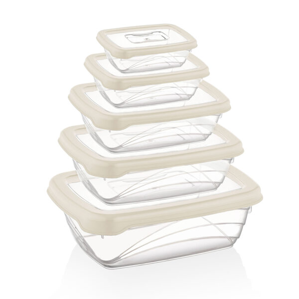 Herzberg Σετ 5 πλαστικά BPA Free δοχεία φαγητού με καπάκια HG-L763IVRHerzberg Σετ 5 πλαστικά BPA Free δοχεία φαγητού με καπάκια HG-L763IVR