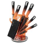 Imperial Collection Σετ Μαχαίρια από Ανοξείδωτο Ατσάλι 8 τεμαχίων Πορτοκαλί με Περιστρεφόμενη Βάση Αποθήκευσης IM-SL8-ORN