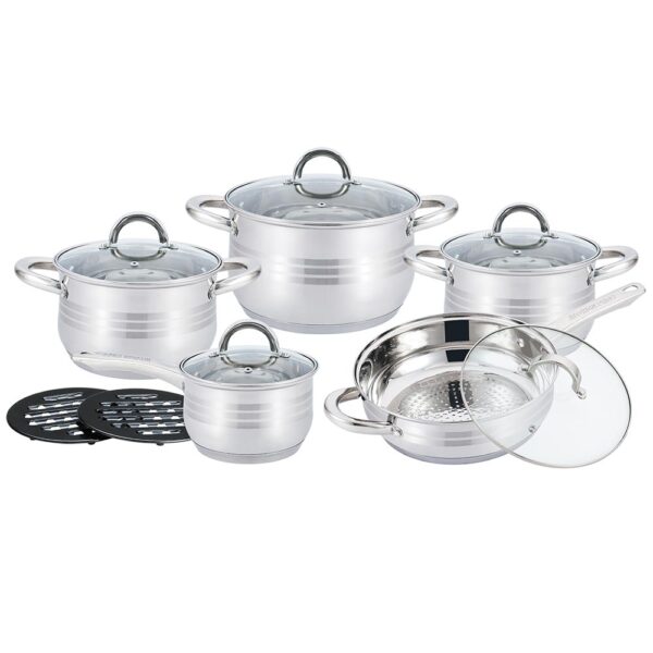 Kitchen PRO Σετ μαγειρικά σκεύη από ανοξείδωτο ατσάλι 12 τεμαχίων KP-1252