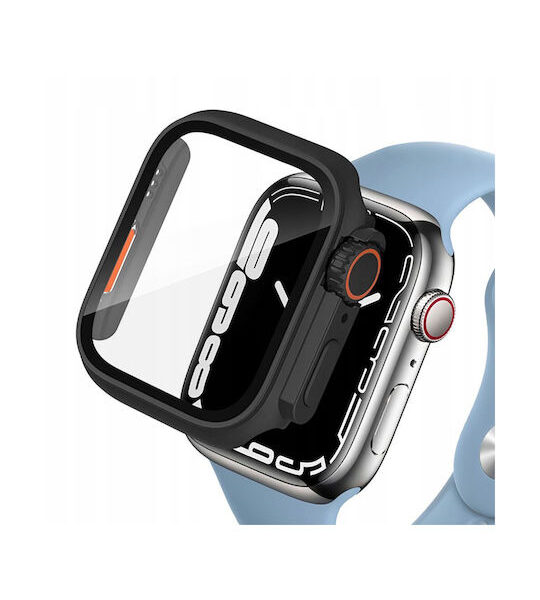 Tech-Protect Πλαστική Θήκη με Τζαμάκι Defense 360 για Apple Watch 7/8/9 (45 mm) - Μαύρο/Πορτοκαλί