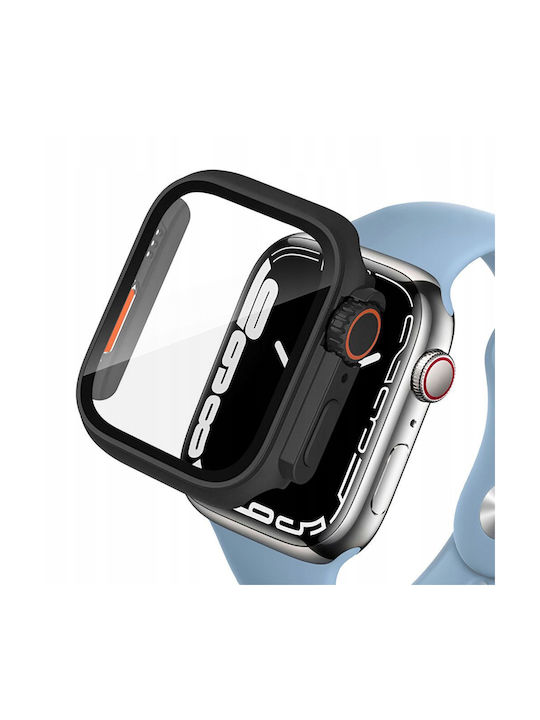 Tech-Protect Πλαστική Θήκη με Τζαμάκι Defense 360 για Apple Watch 7/8/9 (45 mm) - Μαύρο/Πορτοκαλί