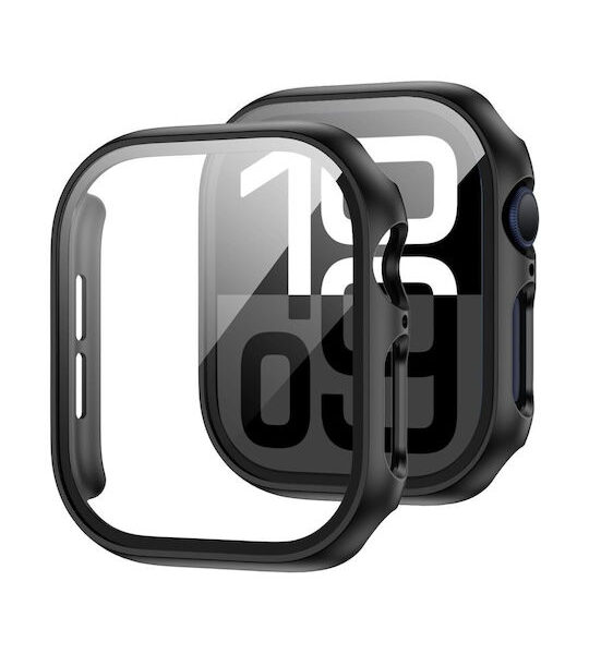 Tech-Protect Defense360 Πλαστική Θήκη με Τζαμάκι σε Μαύρο χρώμα για Apple Watch 46mm
